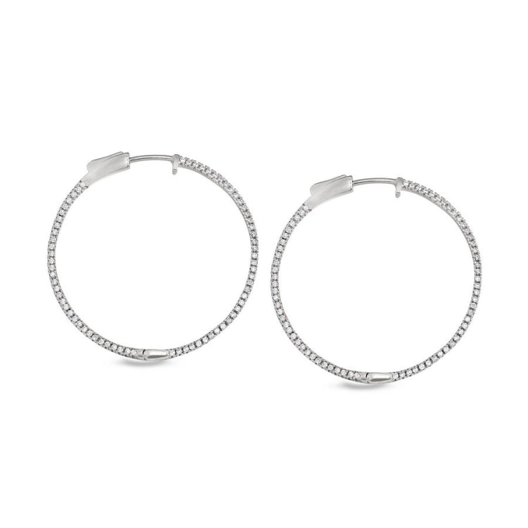 Large Side Stone Hoop Earrings