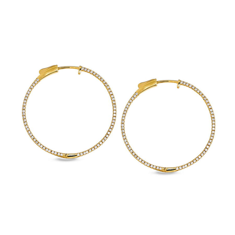 Large Side Stone Hoop Earrings