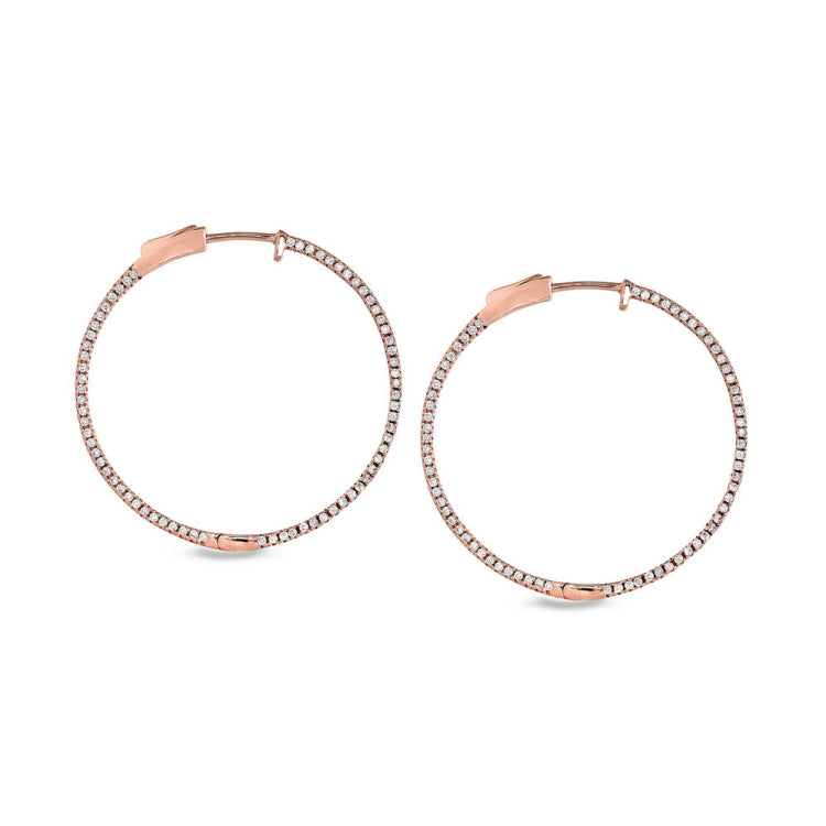 Large Side Stone Hoop Earrings