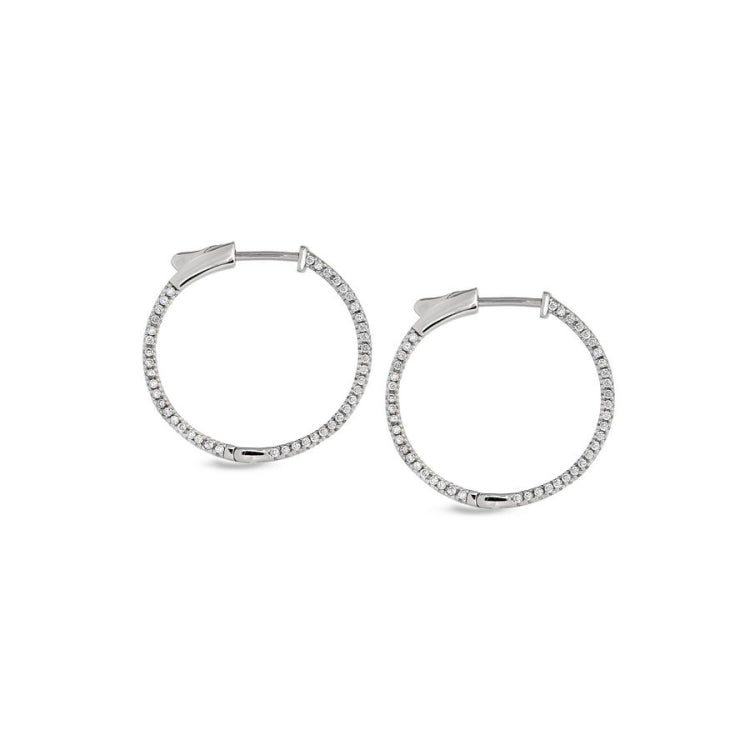 Medium Side Stone Hoop Earrings