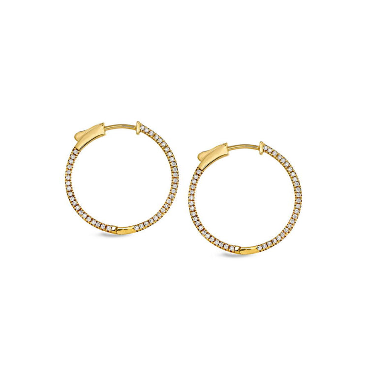 Medium Side Stone Hoop Earrings