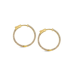 Medium Side Stone Hoop Earrings