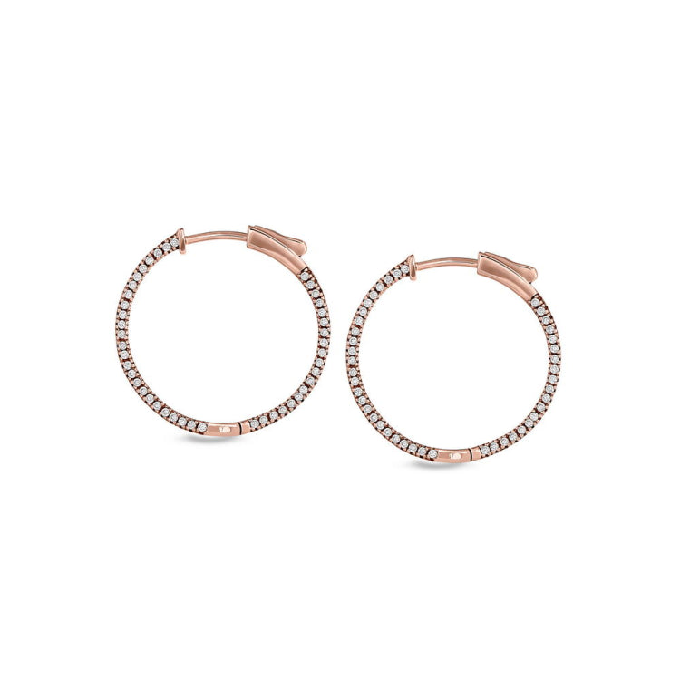 Medium Side Stone Hoop Earrings