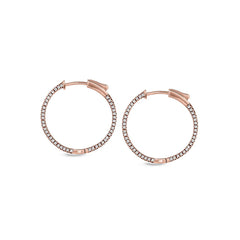 Medium Side Stone Hoop Earrings