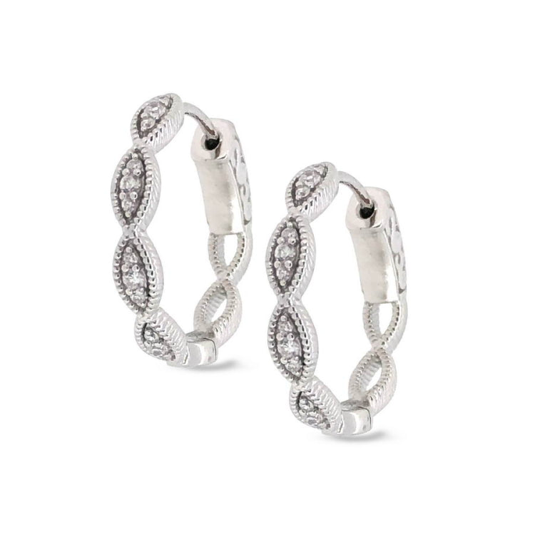 Three Stone Marquis Hoop Earrings