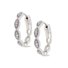 Three Stone Marquis Hoop Earrings