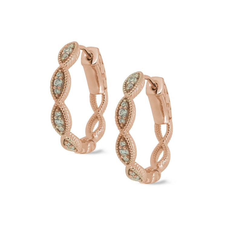 Three Stone Marquis Hoop Earrings