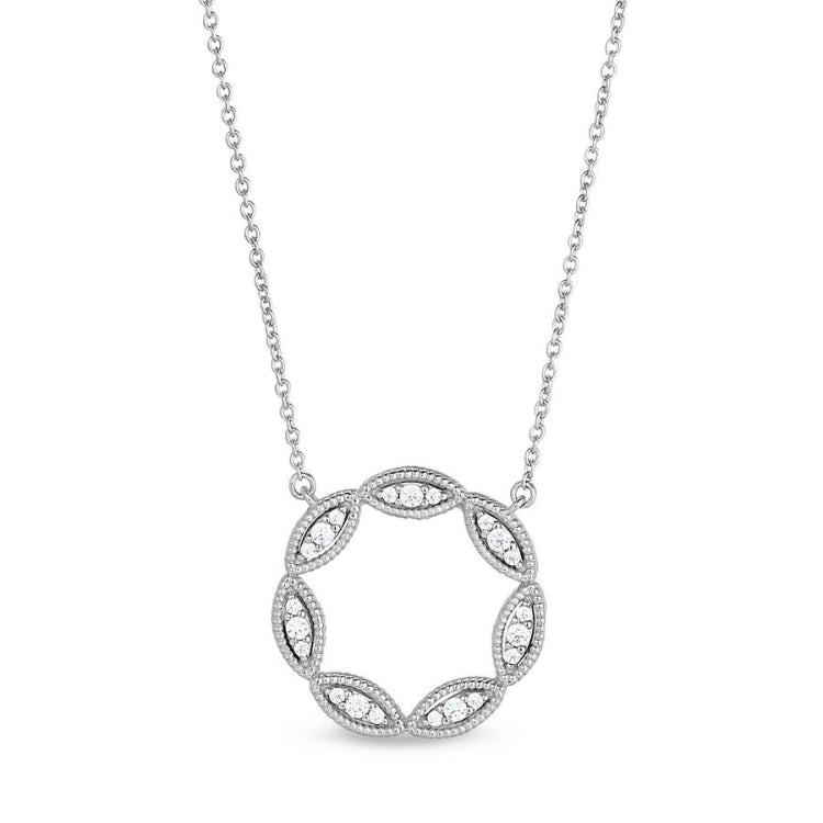 Three Stone Marquis Open Circle Necklace