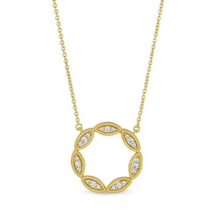 Three Stone Marquis Open Circle Necklace