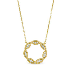 Three Stone Marquis Open Circle Necklace