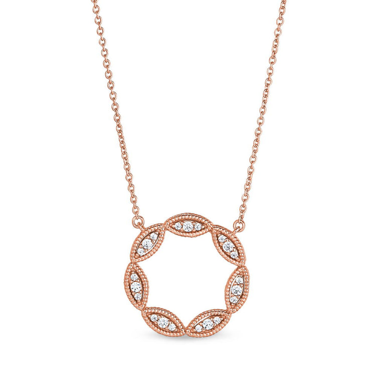 Three Stone Marquis Open Circle Necklace