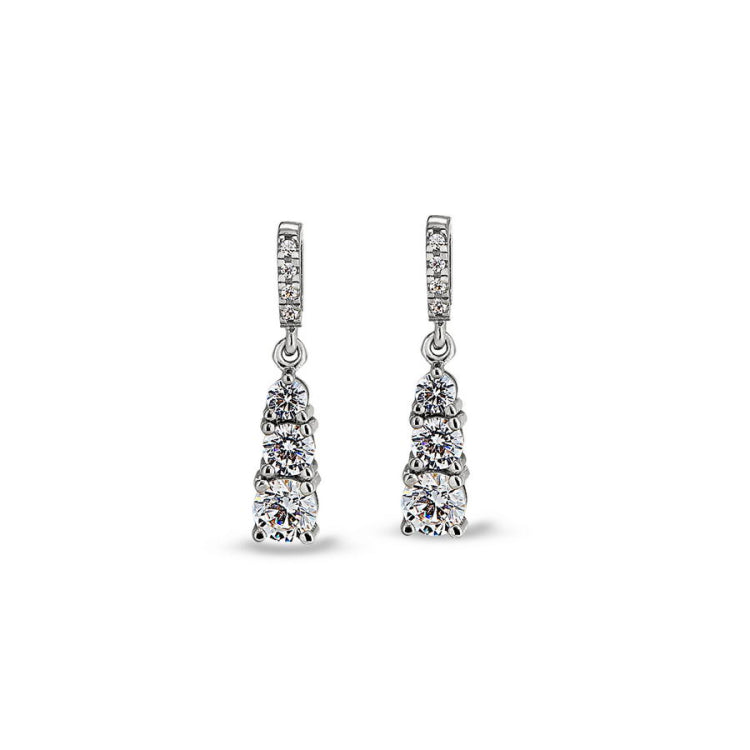 Three Stone Graduated Drop Earrings