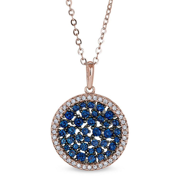 Round Pendant with Simulated Blue Sapphire