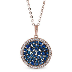 Round Pendant with Simulated Blue Sapphire