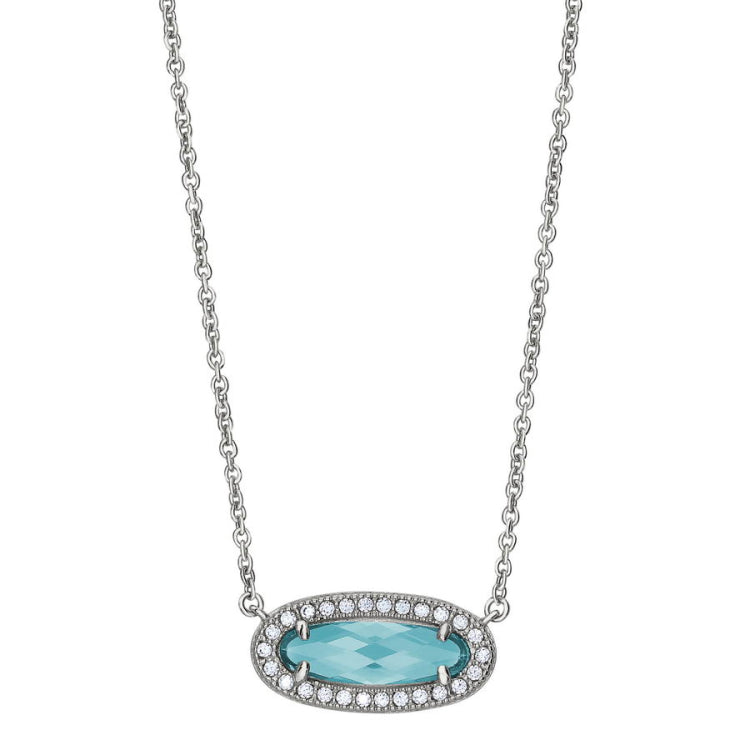 Oblong Simulated Blue Topaz Necklace