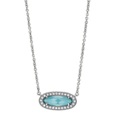 Oblong Simulated Blue Topaz Necklace