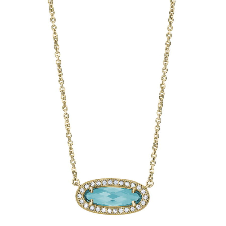 Oblong Simulated Blue Topaz Necklace