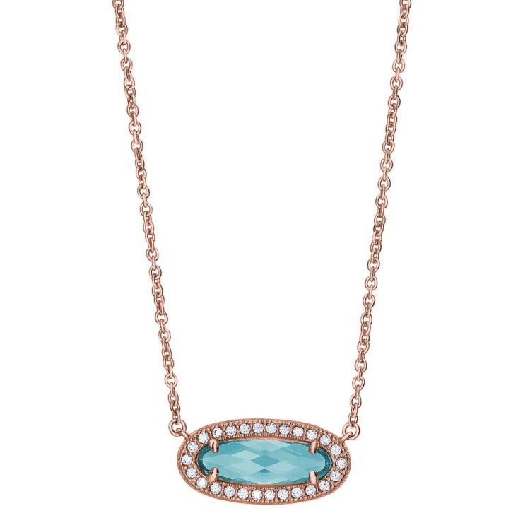 Oblong Simulated Blue Topaz Necklace