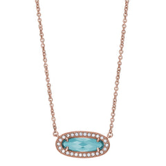 Oblong Simulated Blue Topaz Necklace