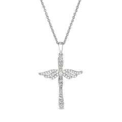 April Birthstone Angel Wing Cross Pendant