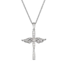 Two Tone Angel Wing Cross Pendant
