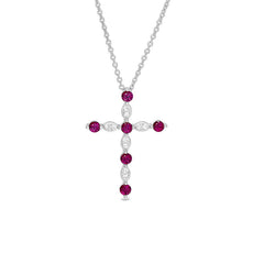 Simulated Ruby Cross Pendant