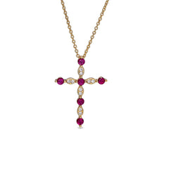 Simulated Ruby Cross Pendant