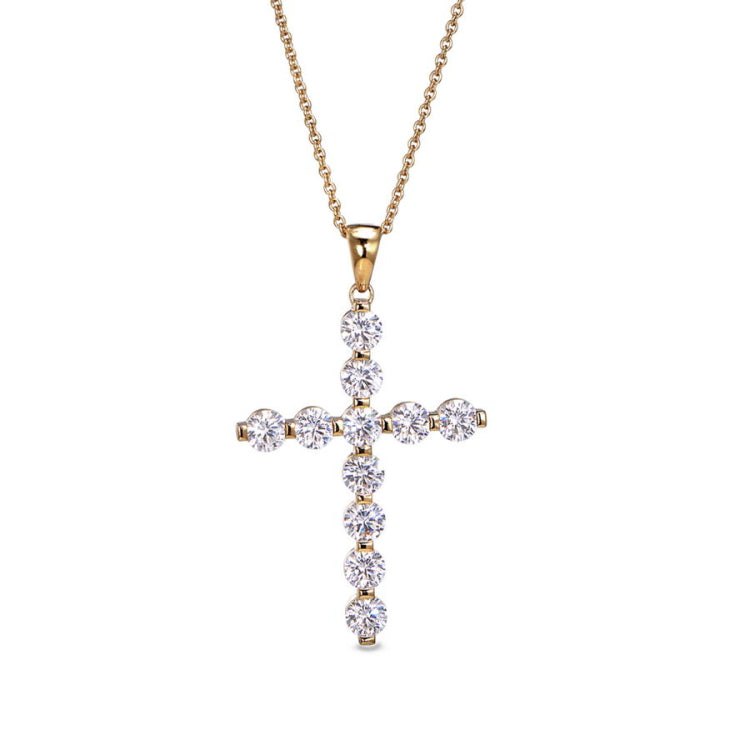 Fancy Beaded Bezel Set Cross Pendant