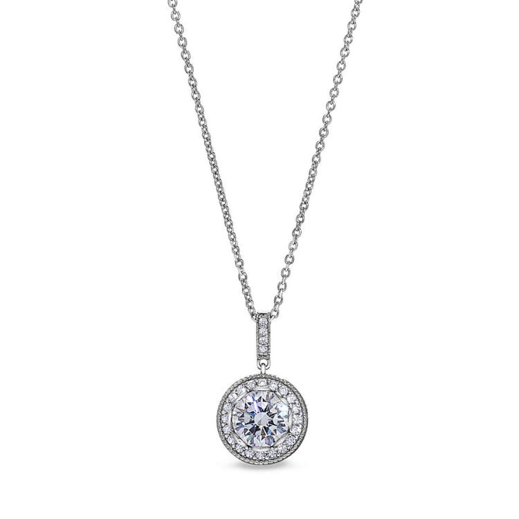 Black Enamel Hidden Halo Pendant