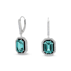 Black Enamel Aqua Spinel Octagon Earrings
