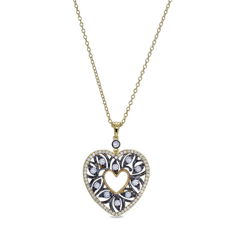 Two Tone Open Heart Pendant
