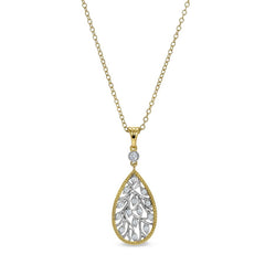 Two Tone Teardrop Pendant with Leaf Design