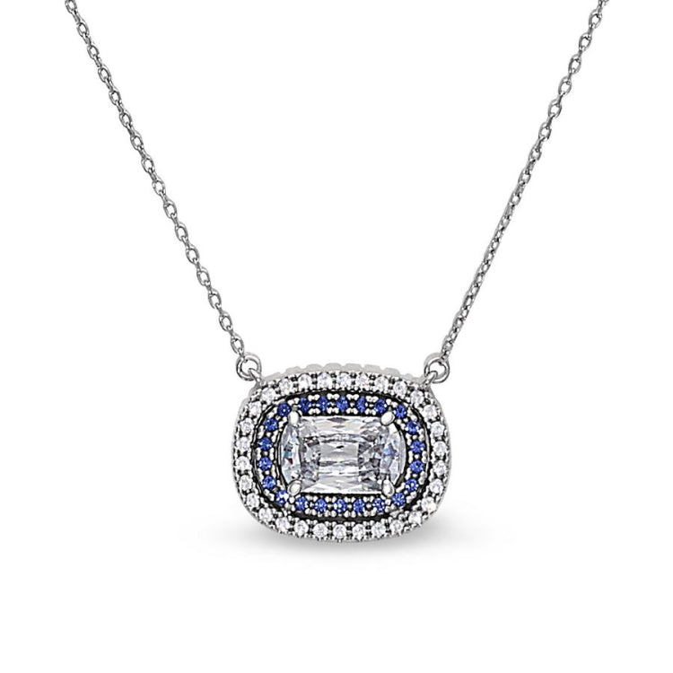 Synthetic Blue Sapphire and Black Rhodium Necklace