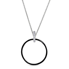 Black Enamel Open Hoop Pendant