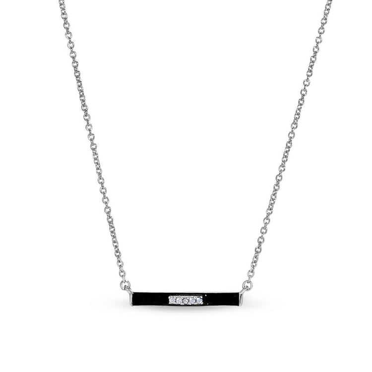Black Enamel Bar Necklace