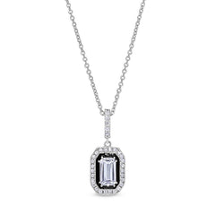 Octagon Black Enamel Halo Pendant
