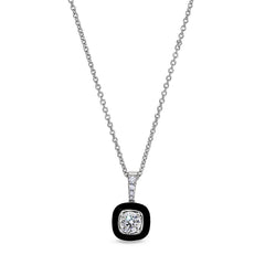 Cushion Cut Black Enamel Pendant