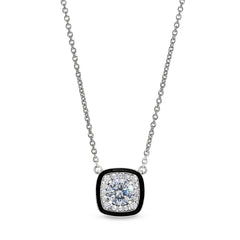 Cushion Cut Black Enamel Necklace