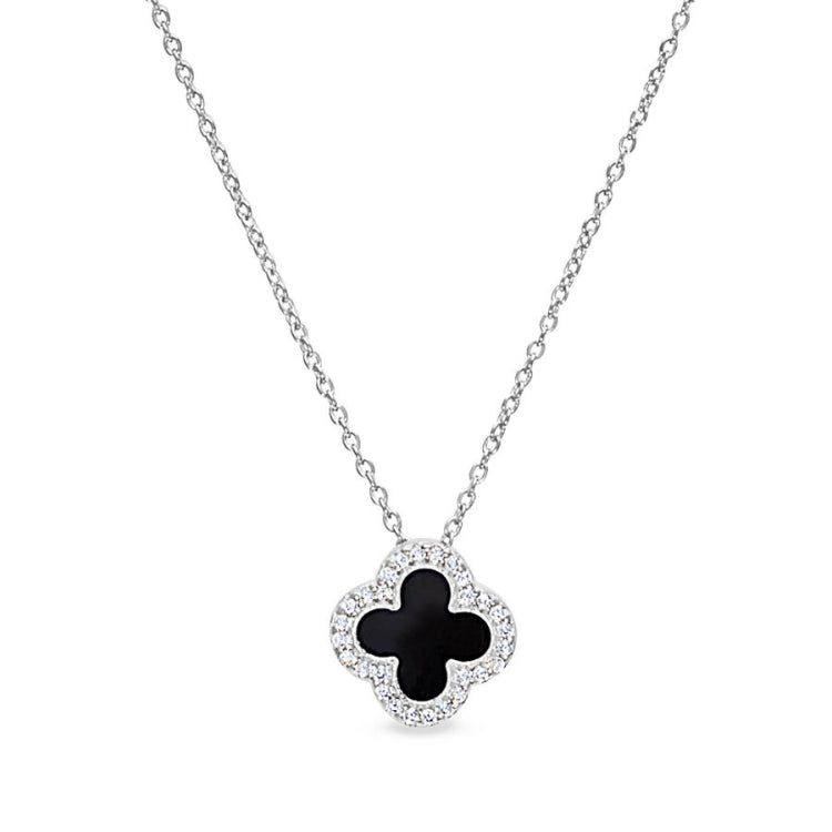 Black Enamel Clover Pendant