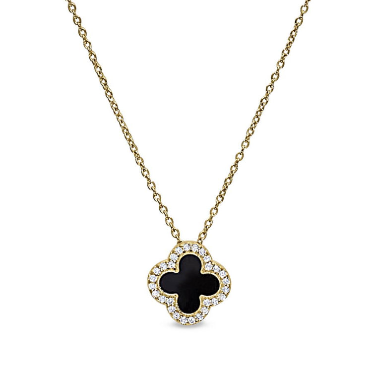 Black Enamel Clover Pendant