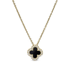 Black Enamel Clover Pendant