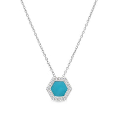 Turquoise Enamel Hexagon Pendant
