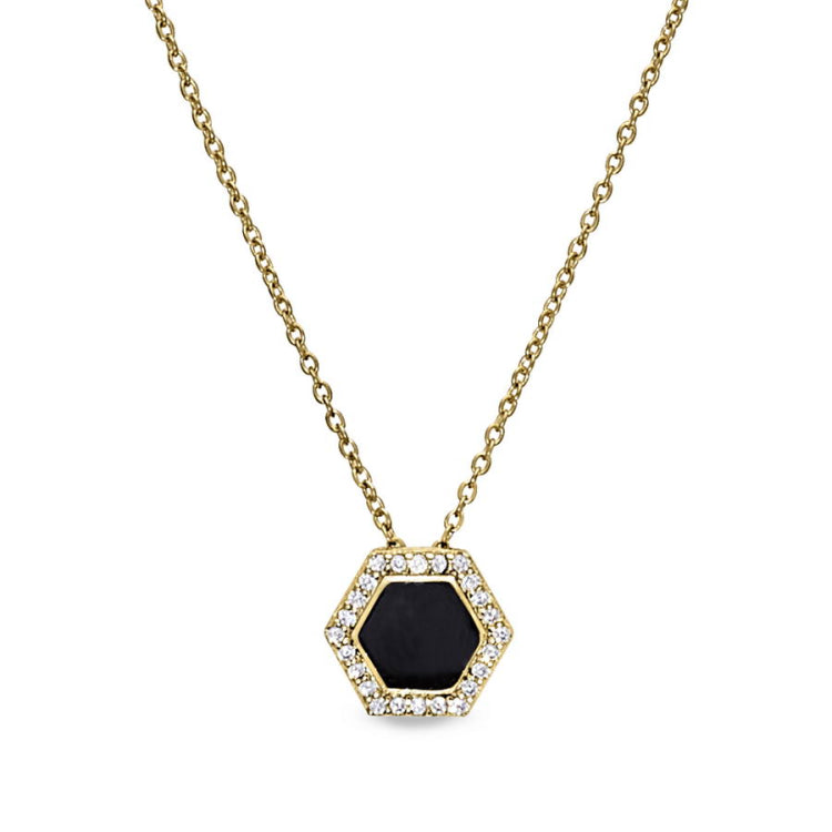 Black Enamel Hexagon Pendant