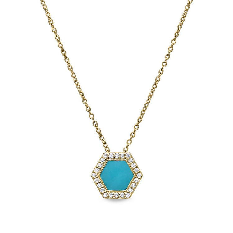 Turquoise Enamel Hexagon Pendant