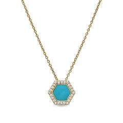 Turquoise Enamel Hexagon Pendant