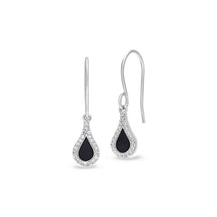 Black Enamel Teardrop Drop Earrings