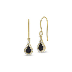 Black Enamel Teardrop Drop Earrings