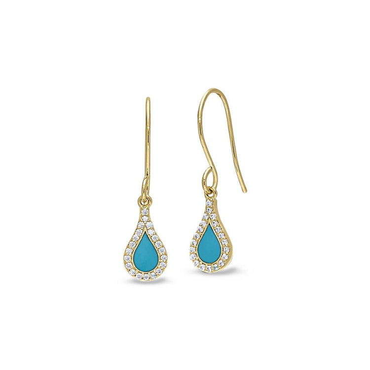 Turquoise Enamel Teardrop Drop Earrings