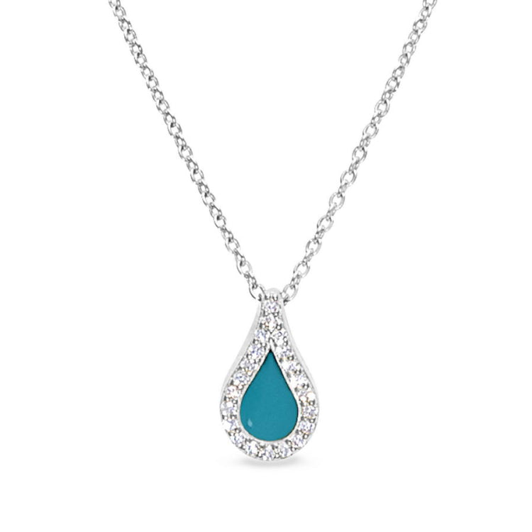 Turquoise Enamel Teardrop Pendant
