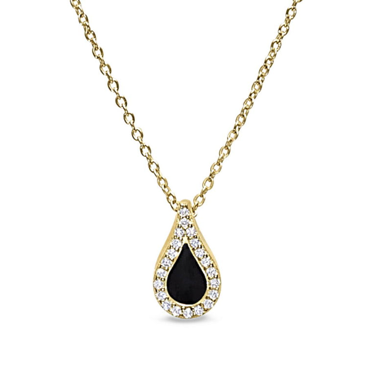Black Enamel Teardrop Pendant